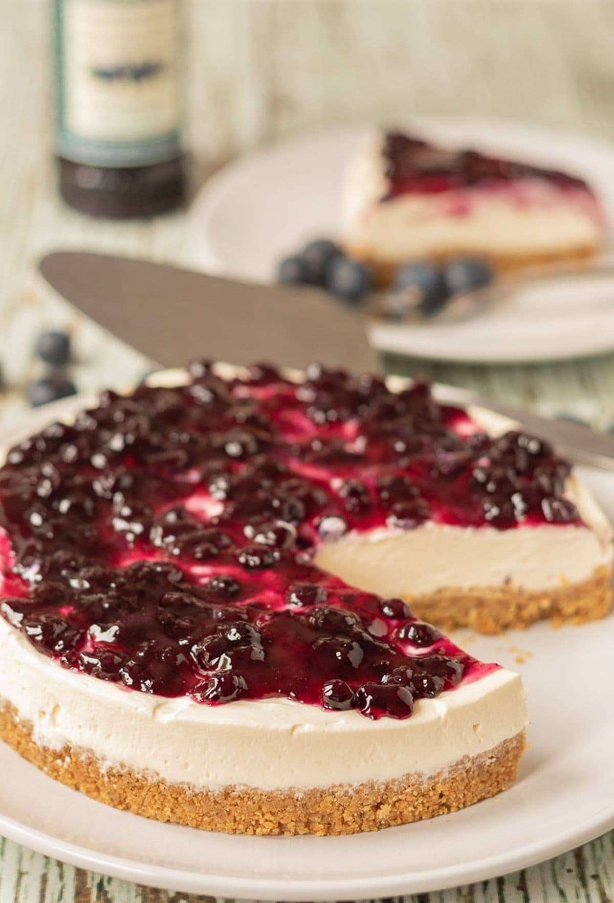 Tarta de queso con arándanos